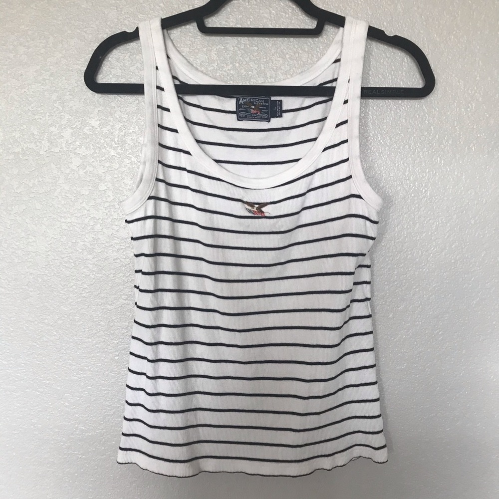 American Living black & white striped tank top lg